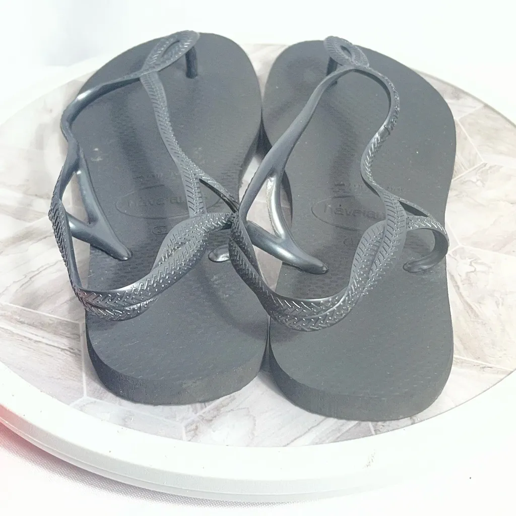 Havaianas Black Slim Flip Flop Sandals Women’s 37/38 US 6–7 Brazil Made - Image 3