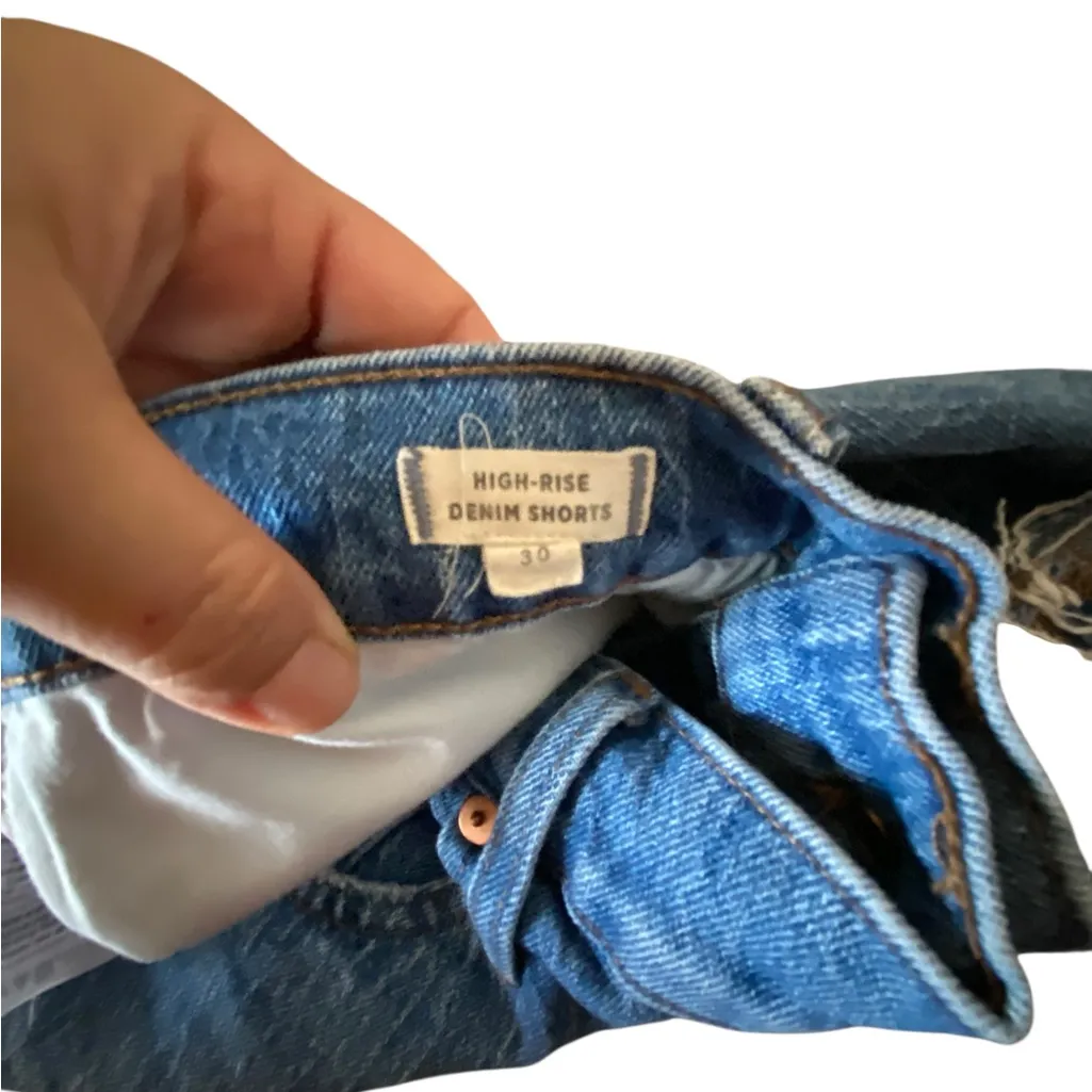 Madewell Jordie Wash Style High Rise Denim Cuffed Jean shorts Cut offs Cotton - Image 7