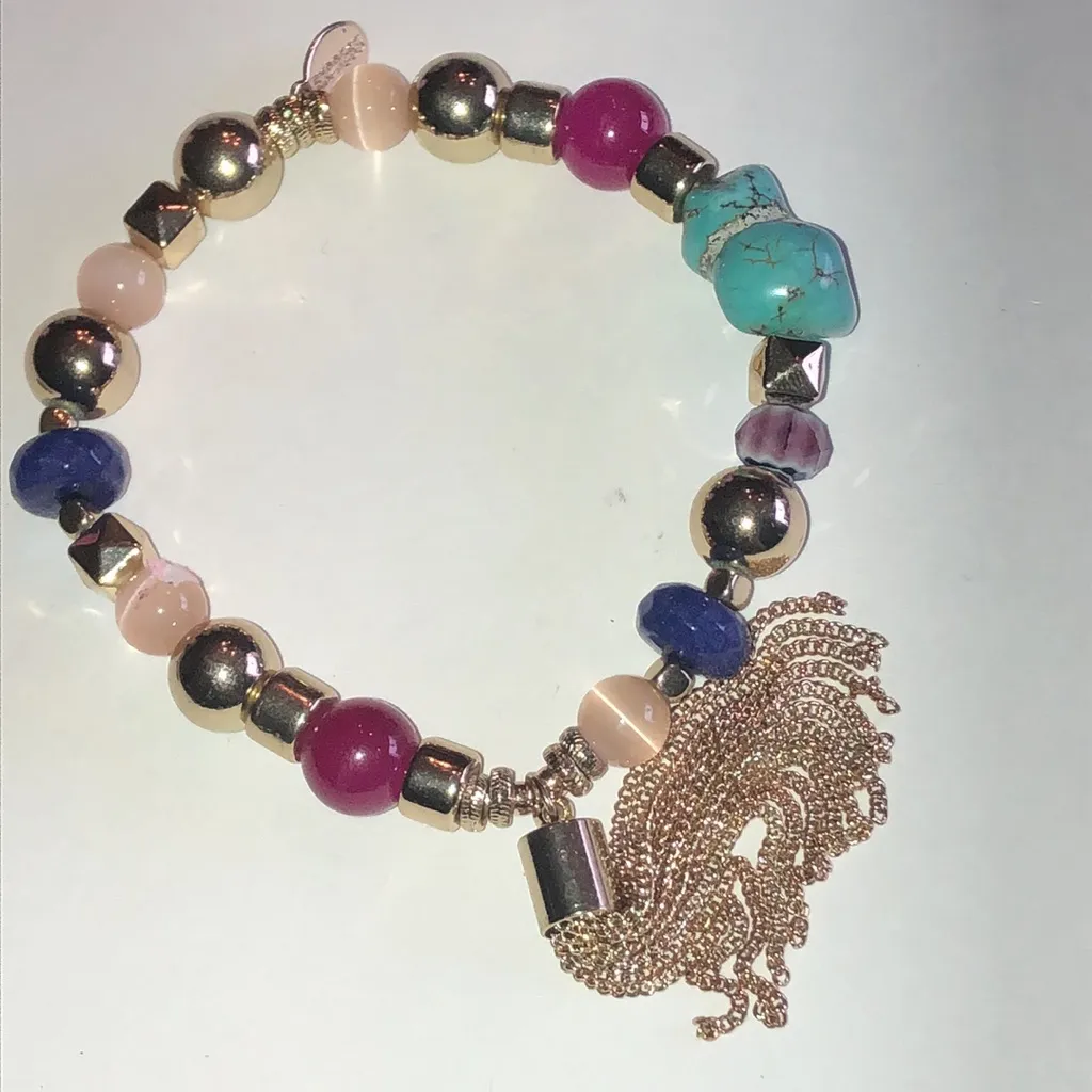 Express Multicolor Boho Beaded Bracelet with Tassel - Image 5
