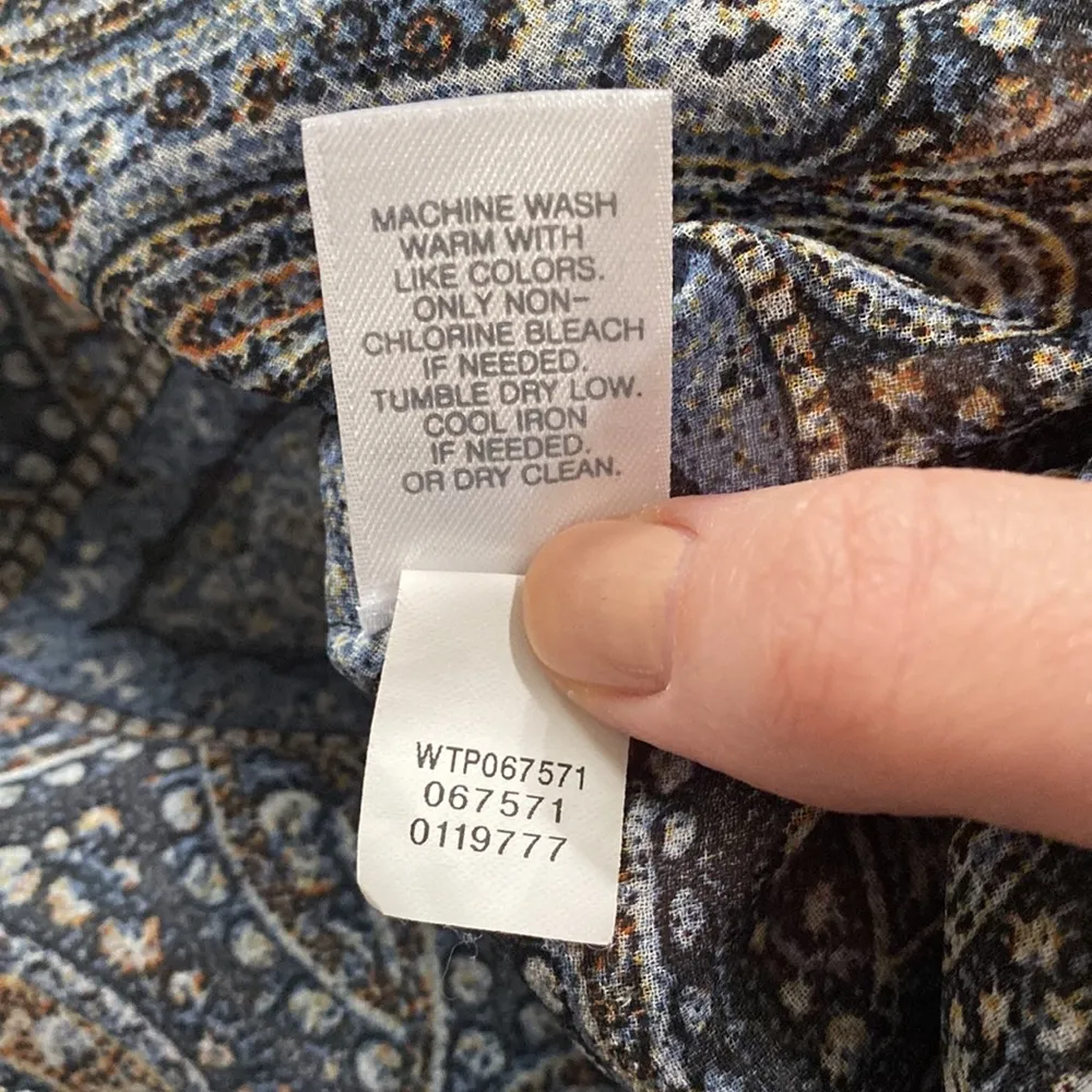 J Jill sheer chiffon paisley print tunic length blouse size S Blue - Image 11