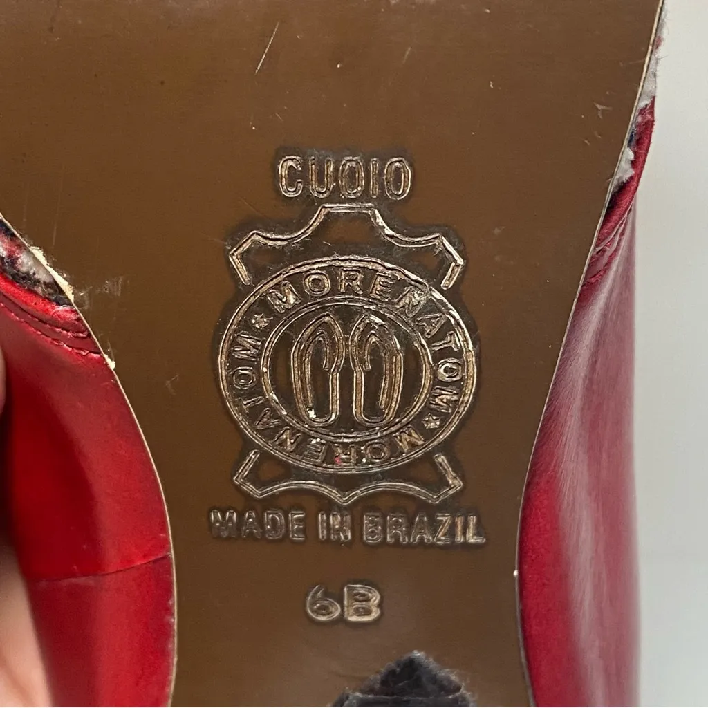 M by Morenatom Ladies Pom Pom Shoes Red And Black Size 6B - Image 13