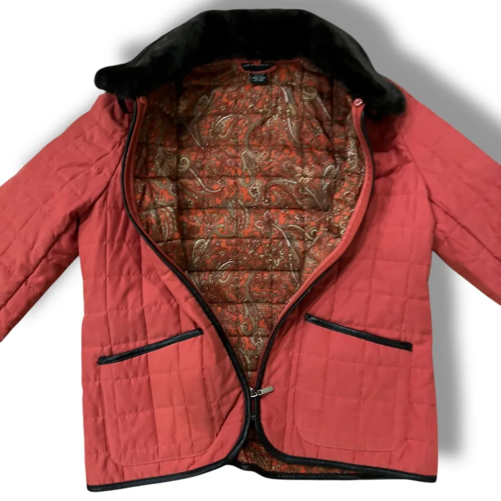 Vintage Y2K Statements quilted rustic, orange jacket/coat size M Black Size M - Image 8
