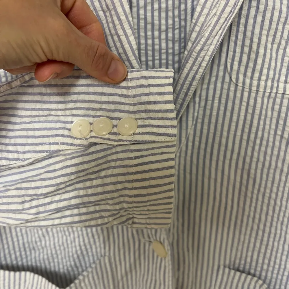 VTG Liz Claiborne Seersucker Striped Blue and White Women's Blazer - Image 6