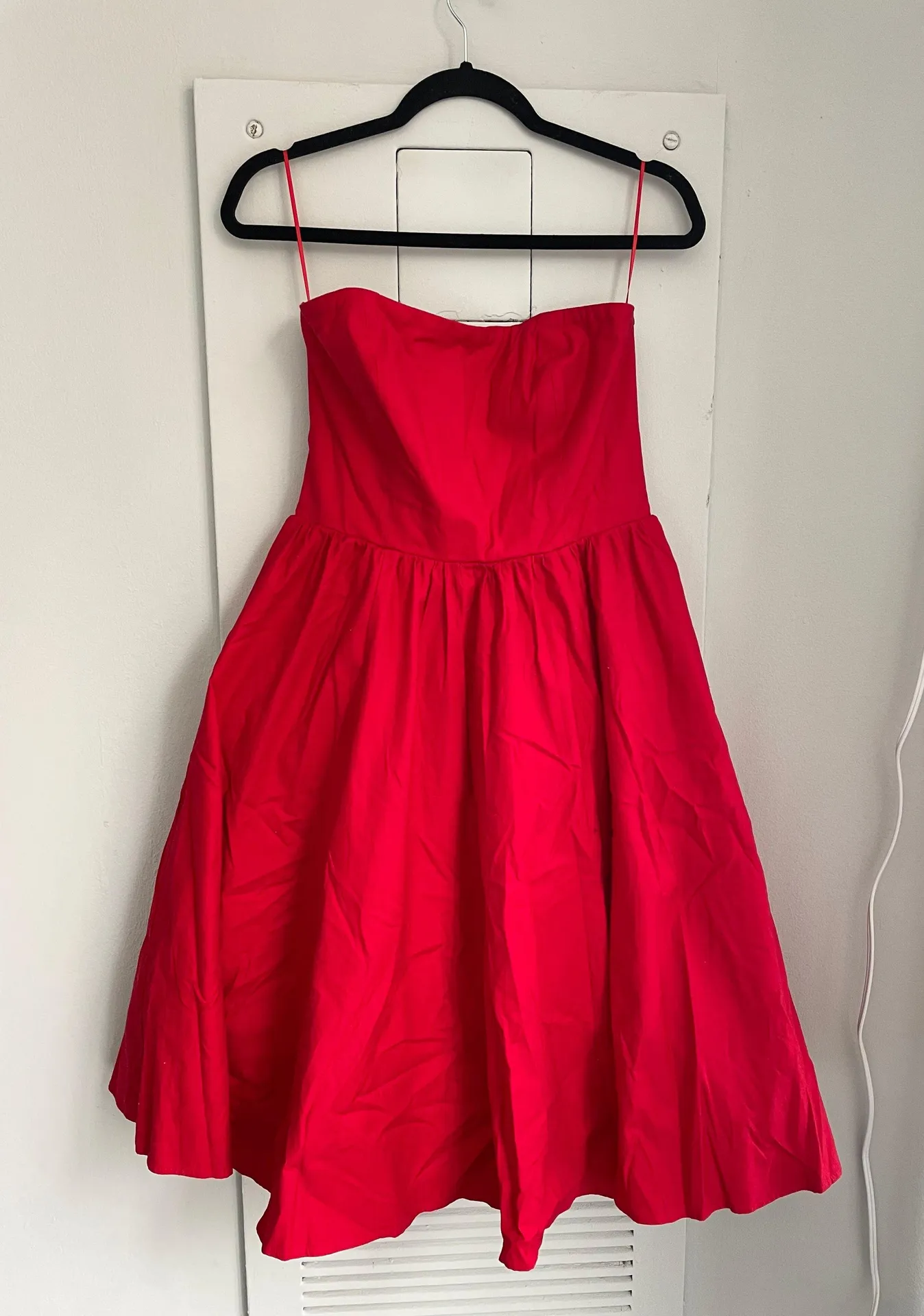 Red Strapless Flared Mini Dress - Image 5