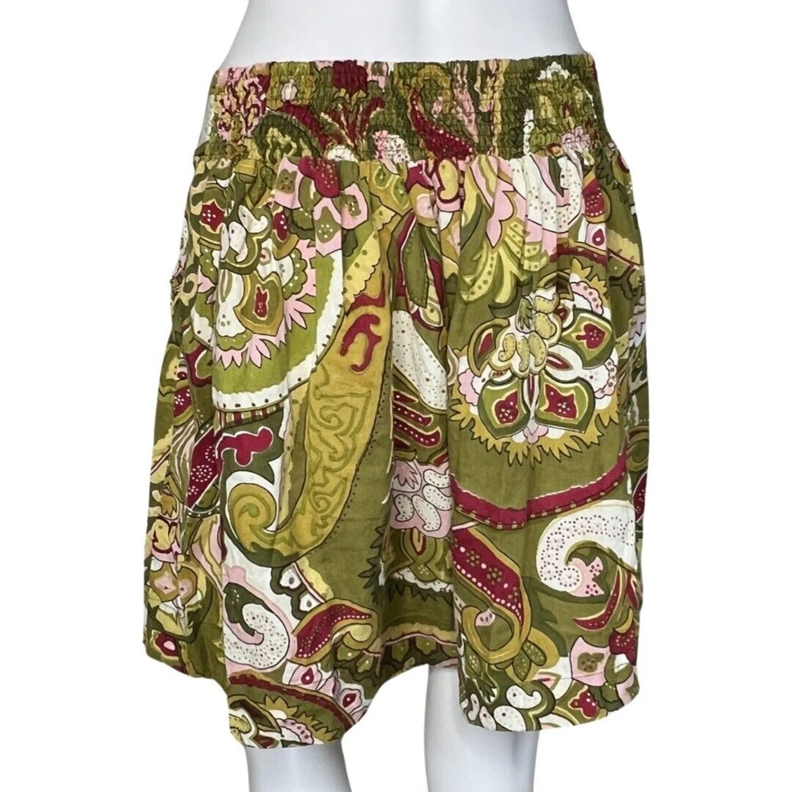 Willow & Clay Skirt Womens Medium Green Mini Pockets Casual Bohemian Peasant - Image 4