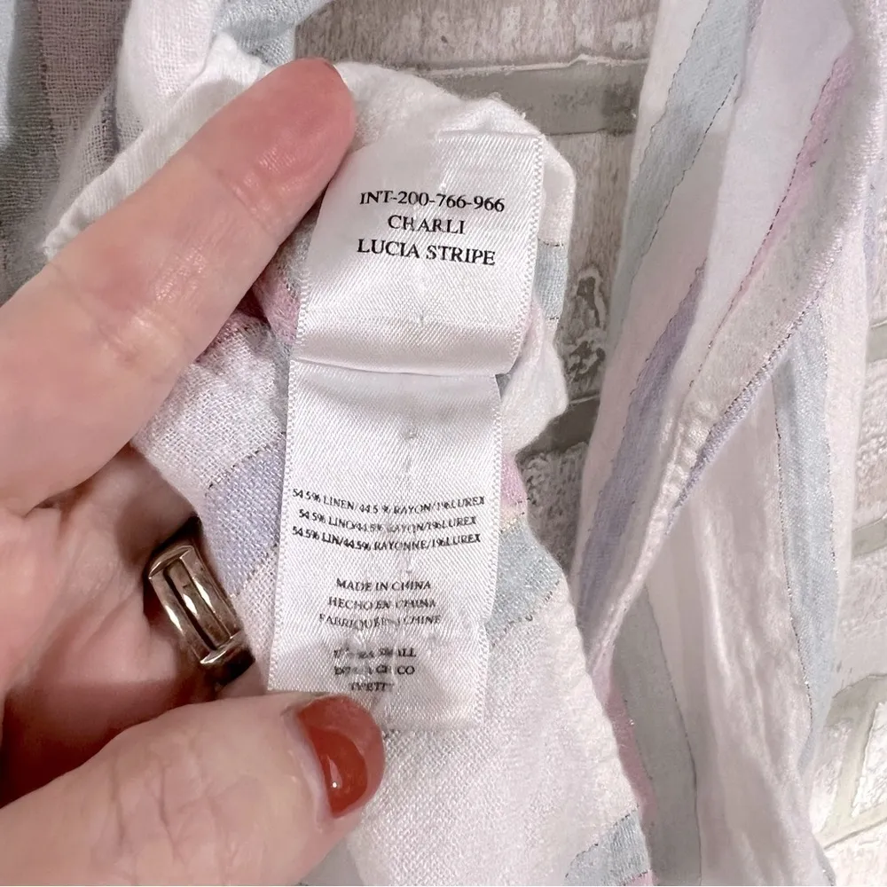 Rails Charli Lucia Stripe Linen Blend Long Sleeve Button Down Shirt Size XS - Image 8