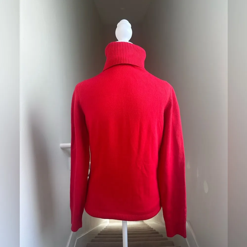 French Connection Red Turtleneck Embroidered "Lover" Sweater‎ Size Medium - Image 5