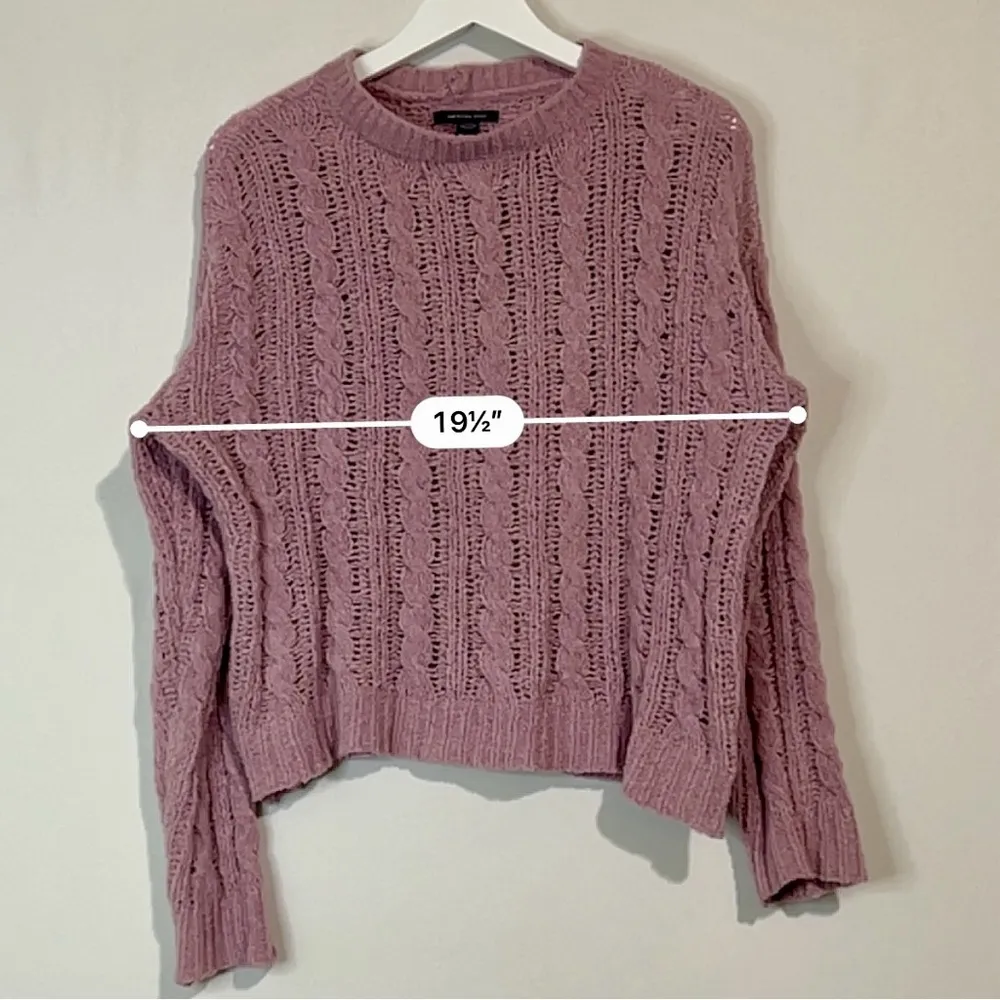 American Eagle Women’s Long Sleeve Loose Knit Pullover Sweater Dusty Pink Medium - Image 6