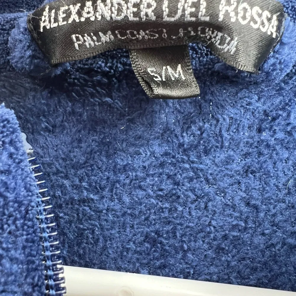 Alexander Del Rossa S/M blue zip front fleece robe house coat lounge grandma Size M - Image 6