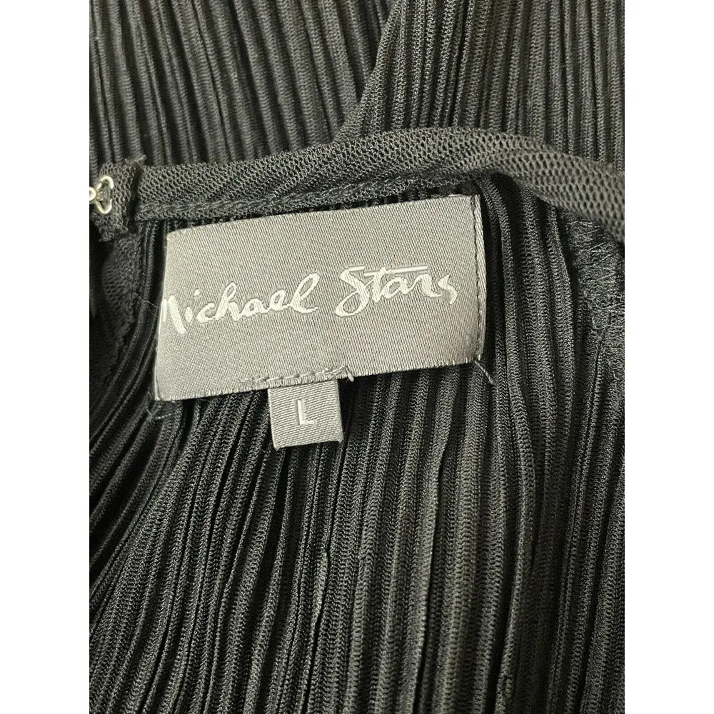 Michael Stars Women's Size Large Black Frilly Sheer Top Micro Pleats Ruffles - Image 8