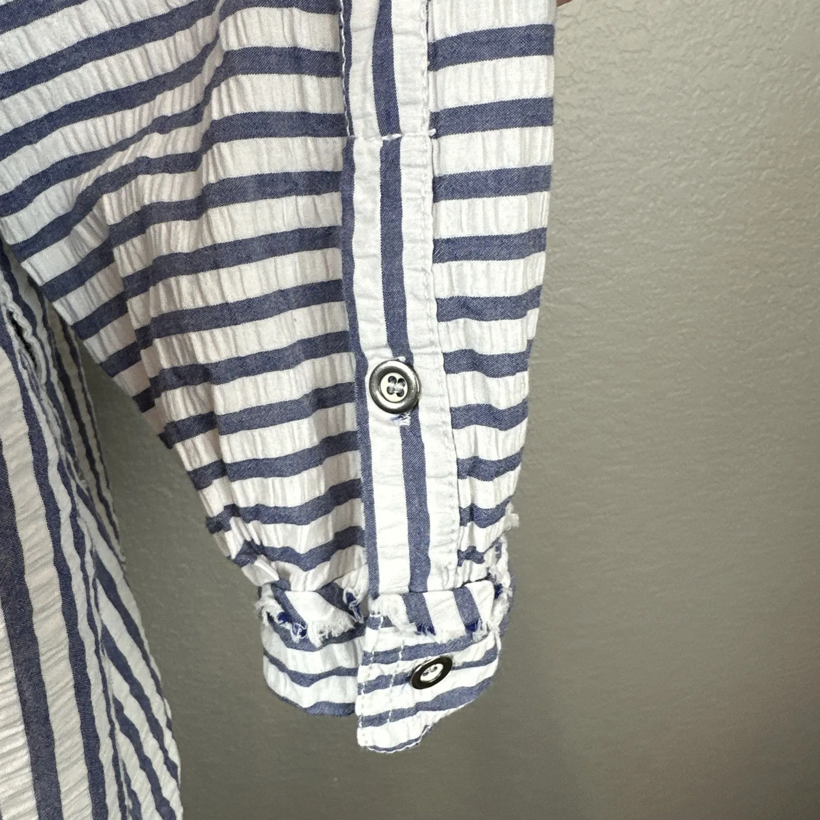 We the Free People One Of the Boys Striped Tunic Top Shirt Size M Button Cotton - Image 7