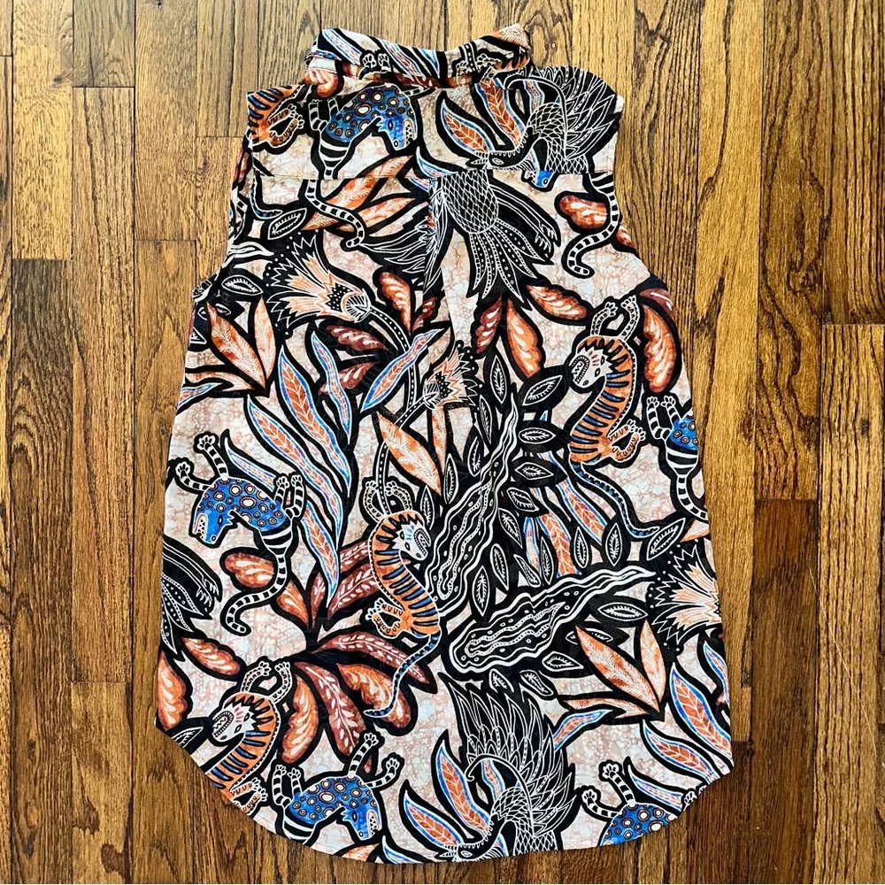 🦋 NWOT H&M Tribal Animal Print Fit and Flare Tunic Blouse 4 - Image 9