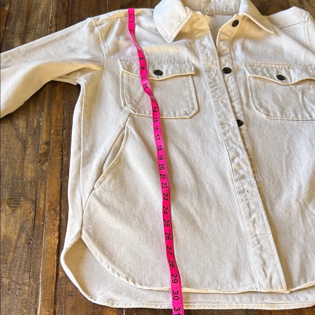 H&M  Beige Oversized Denim Jacket - Image 9