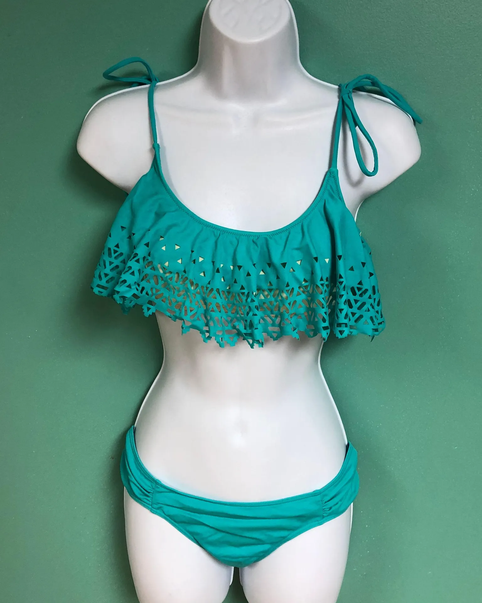Teal Laser Cut Bikini Set - Image 2