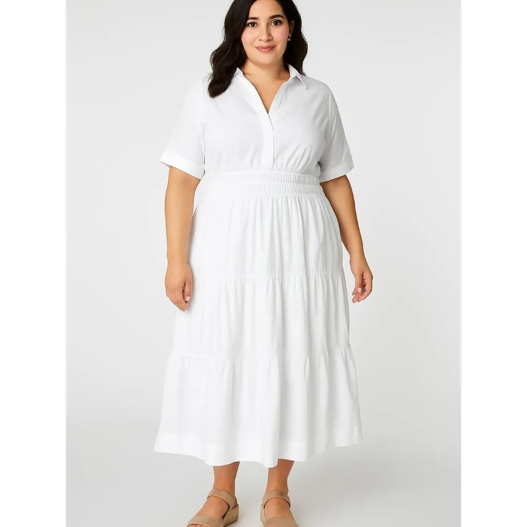 NWT by Anthropologie Somerset Maxi in White Cotton Shirt Edition Dress XL - Image 4