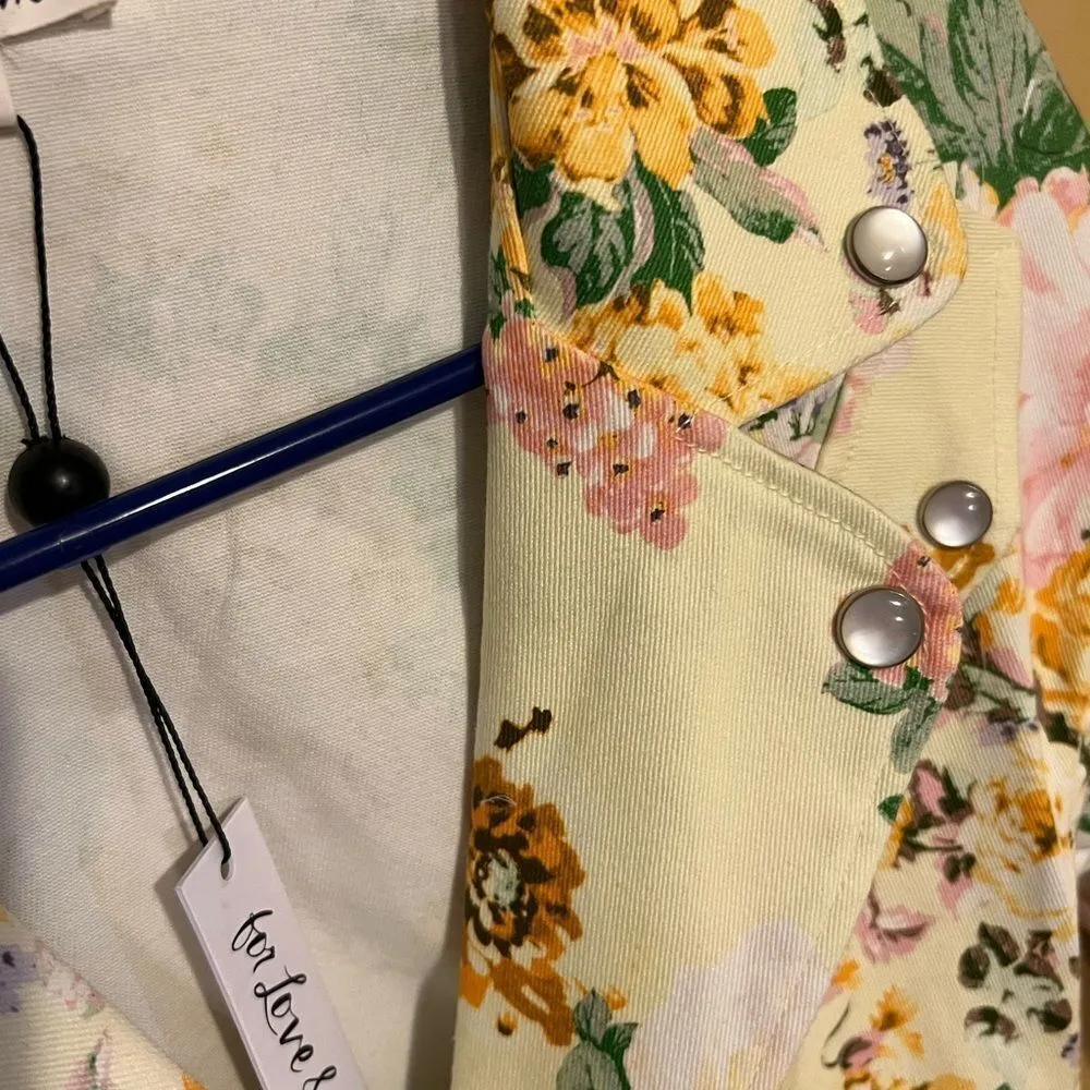 NWT for love & lemons chamomile denim suit floral romper M - Image 12