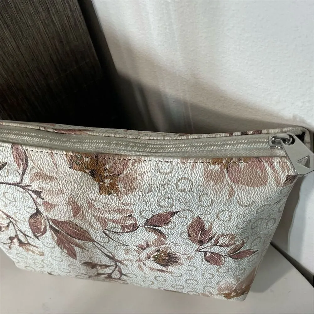 GUESS Bisbee Women's Floral Clutch Cosmetic Travel Bag White Multicolor - Image 4