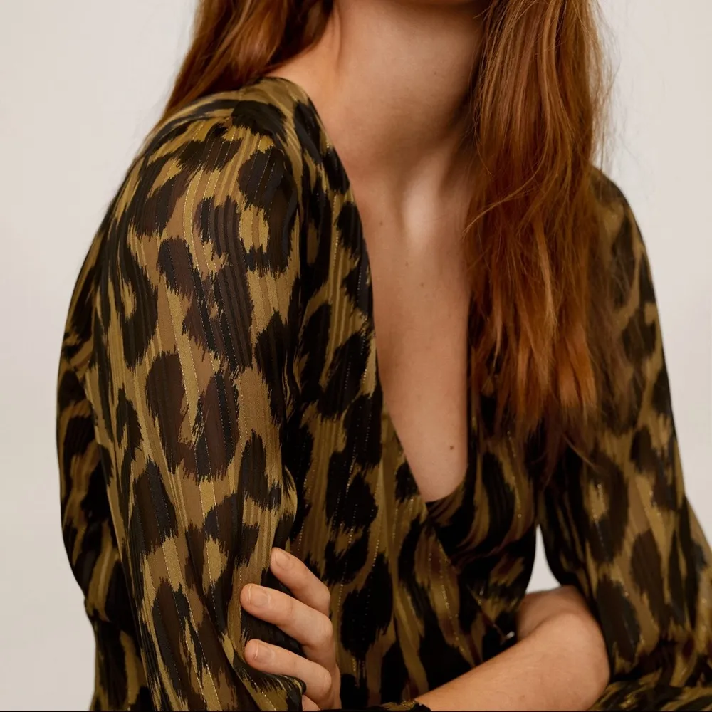 NWOT Mango Metallic thread leopard print dress - Image 6