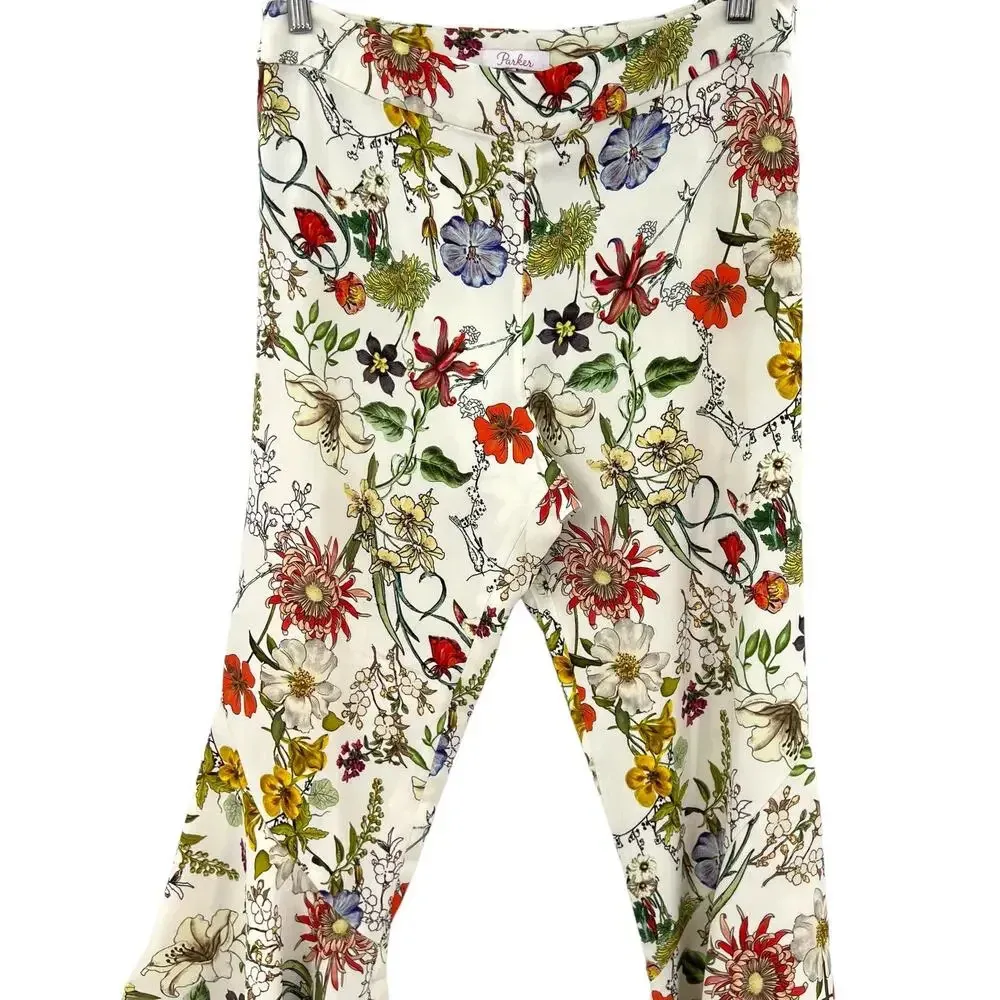 Parker Zizi Pant in Sangria Floral Botanical Flared Bell Bottom Cream Size 8‎ - Image 5