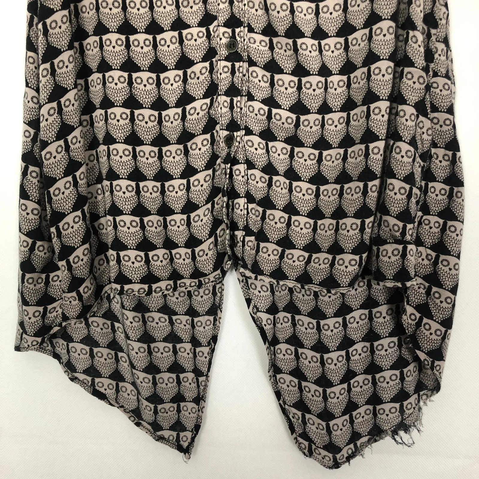 Out From Under Owl Print Novelty Button Down Sleeveless Top Size 40 Brown - Image 5