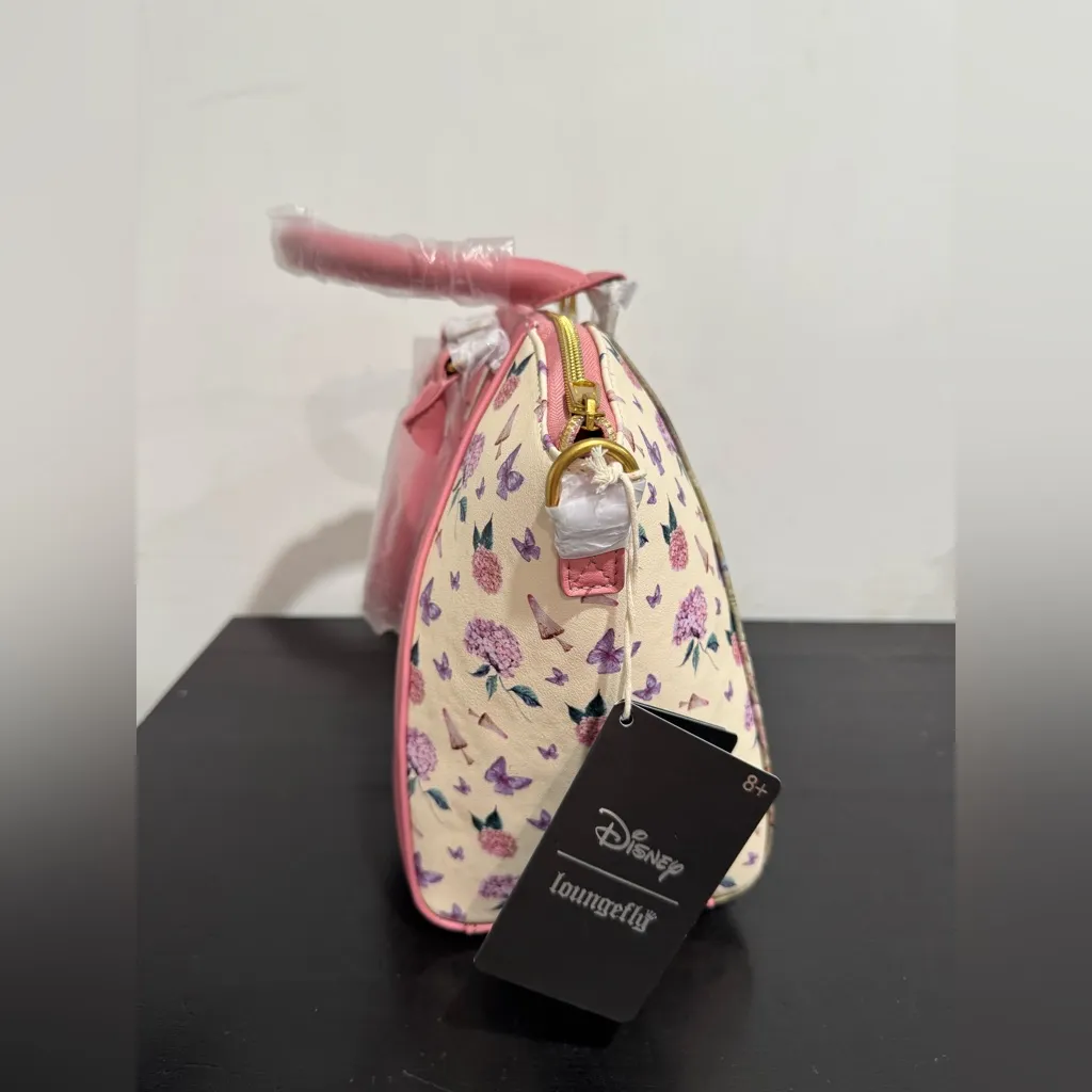 Loungetly Disney Peter Pan Tinker Bell Floral Nap Satchel Bag - Image 4