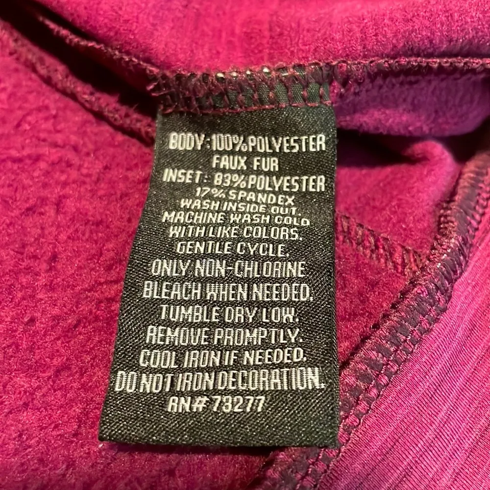 Fila Sport- Purple Tru-Dry Tru-Warm Sherpa Fleece Faux Fur Jacket- Size Large - Image 10