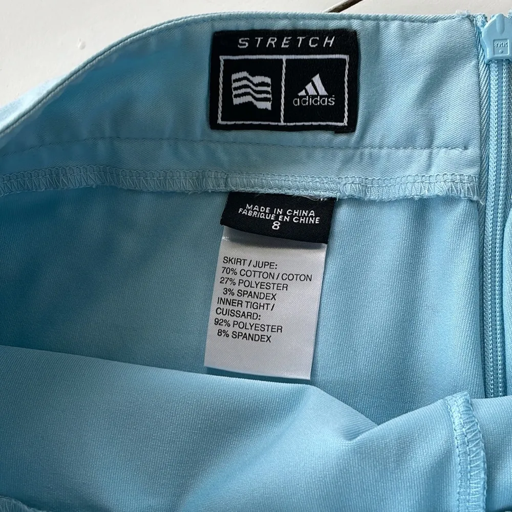 Adidas Powder Blue Tennis Skirt Golf Stretch Skort Shorts Size 8 - Image 4