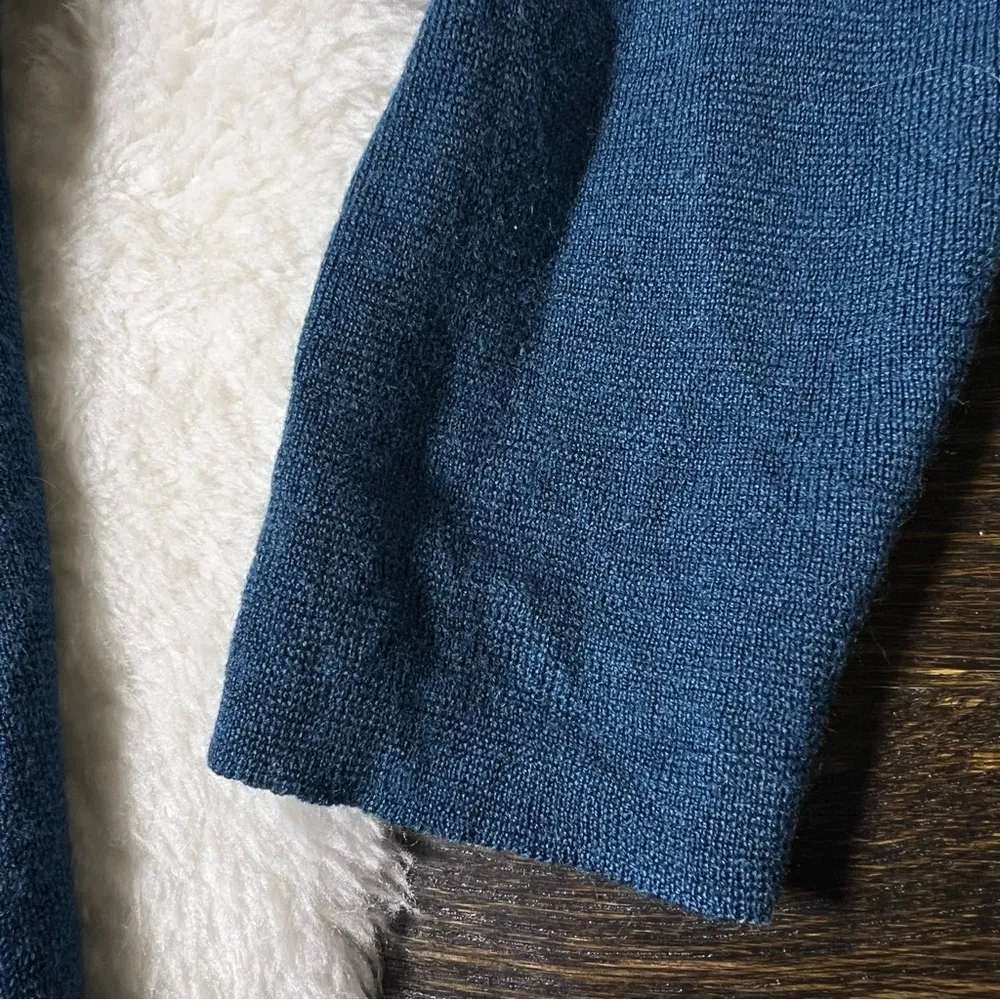 J. Crew Blue Merino Wool V-Neck Side Pocket Sweater - Image 5