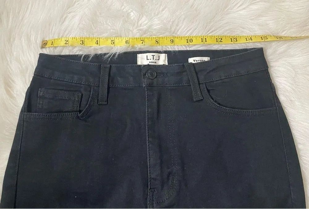 L.T.J. Verona Distressed Jeans Frayed Black Size 30 - Image 3