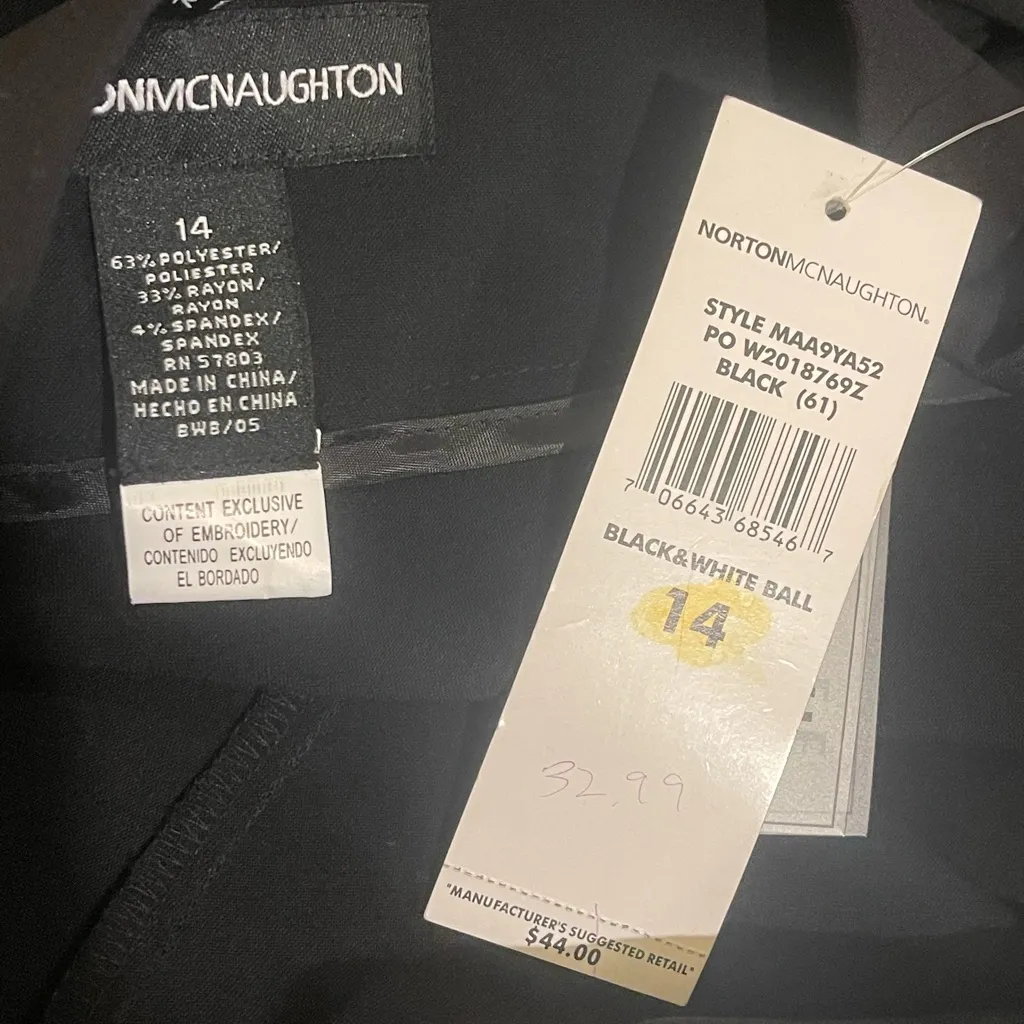 Norton McNaughton  Black A-line skirt white floral embroidery NWT woman’s 14 - Image 5