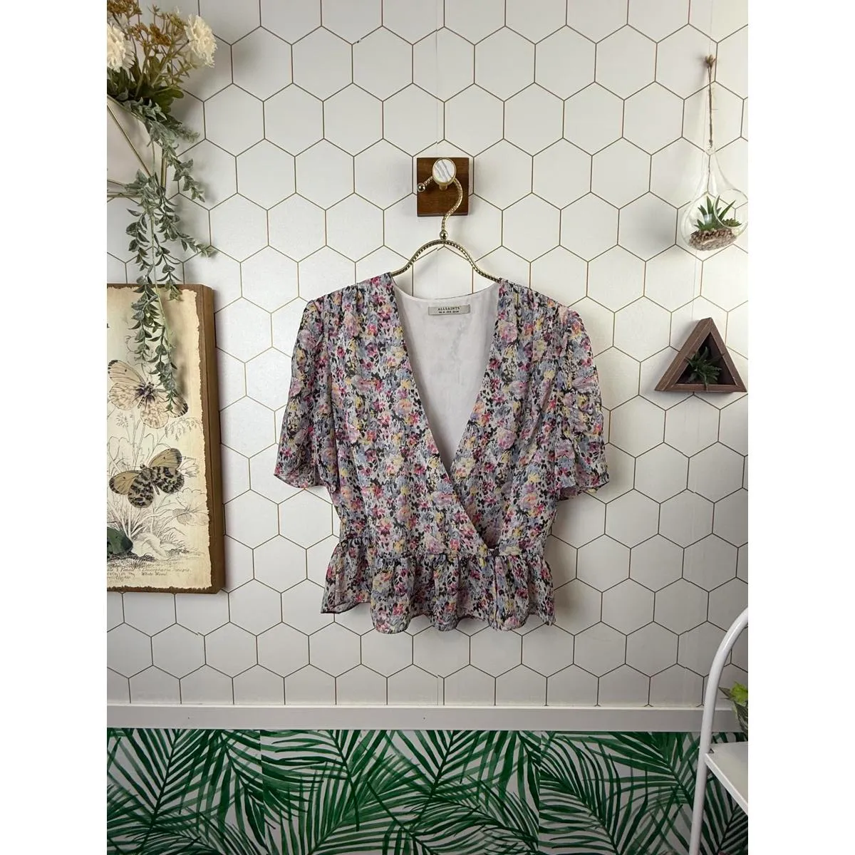 All Saints Ilia Pink Floral Wrap Sketch Top - Size - 6 - Image 4
