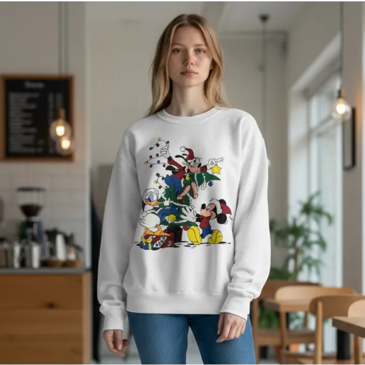 Vintage Mickey Sweatshirt Mens XL Disney Christmas Crewneck 90s Donald Goofy - Image 2