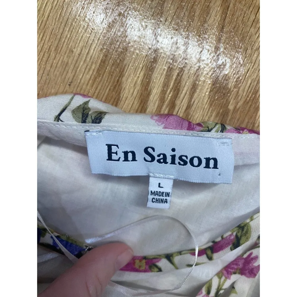 En Saison Mini Dress Women's Large Beige Valeria Floral Print Halter Neck B66 - Image 4