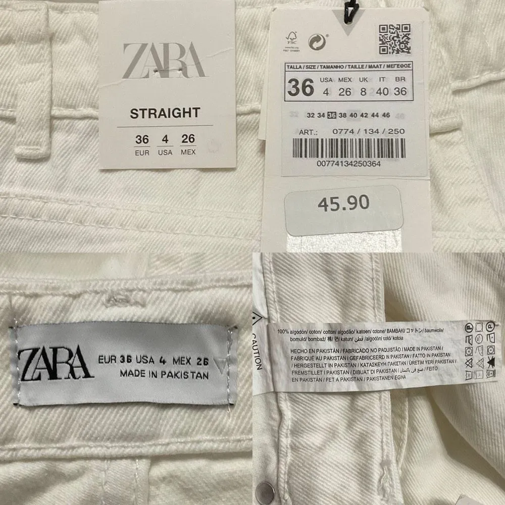 Ivory Off White Straight Leg Raw Hem Denim Jeans 4 NWT - Image 5