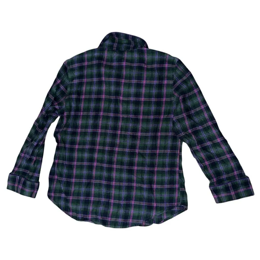 Ralph Lauren Women’s Size M Purple Green Plaid 2 Piece Logo Crest Pocket Pajamas - Image 3