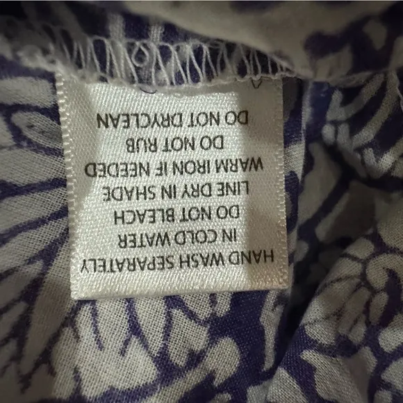 Roller Rabbit Blue White Floral Cotton Tunic Dress XS‎ Keyhole - Image 9