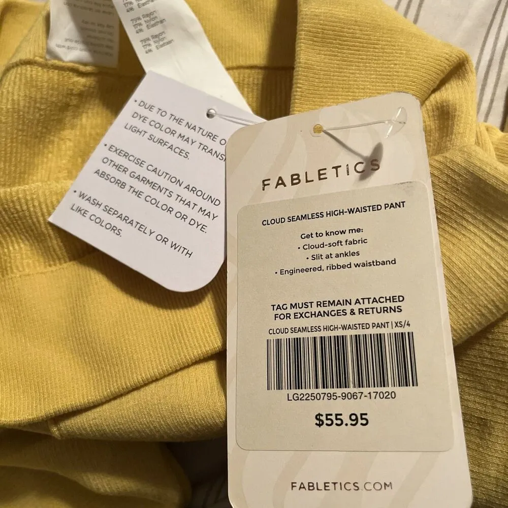 Fabletics Cloud Seamless High Waisted Leggings Yellow Size XS - Image 5