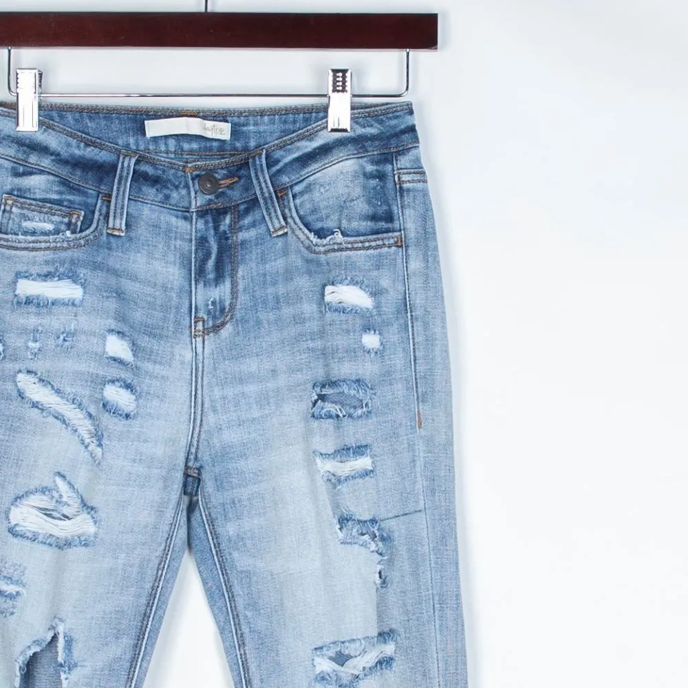 Daytrip‎ Refined Lynx Skinny Distressed Jeans 24R Blue Size 24 - Image 2