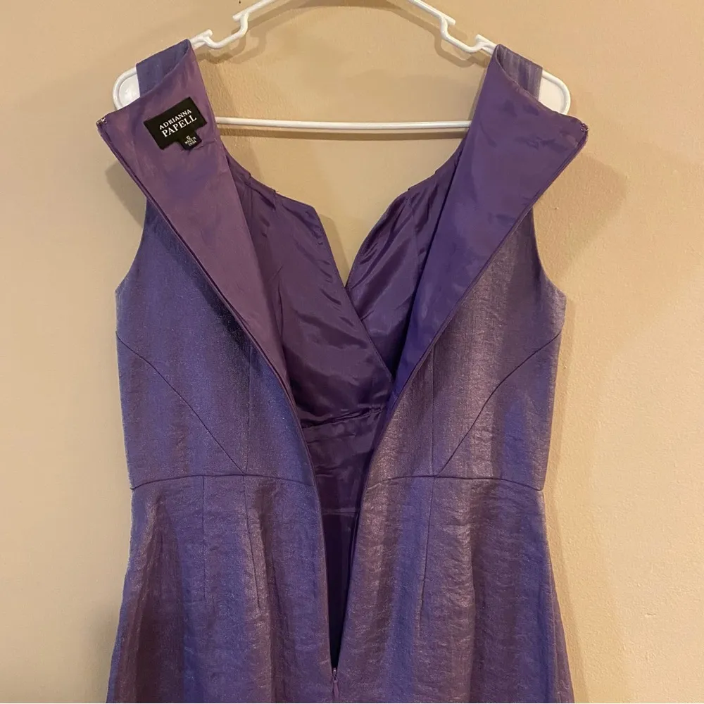 Adrianna‎ Papell Sleeveless Semi-Formal Prom Dress Faux wrap Purple Sz10 - Image 7