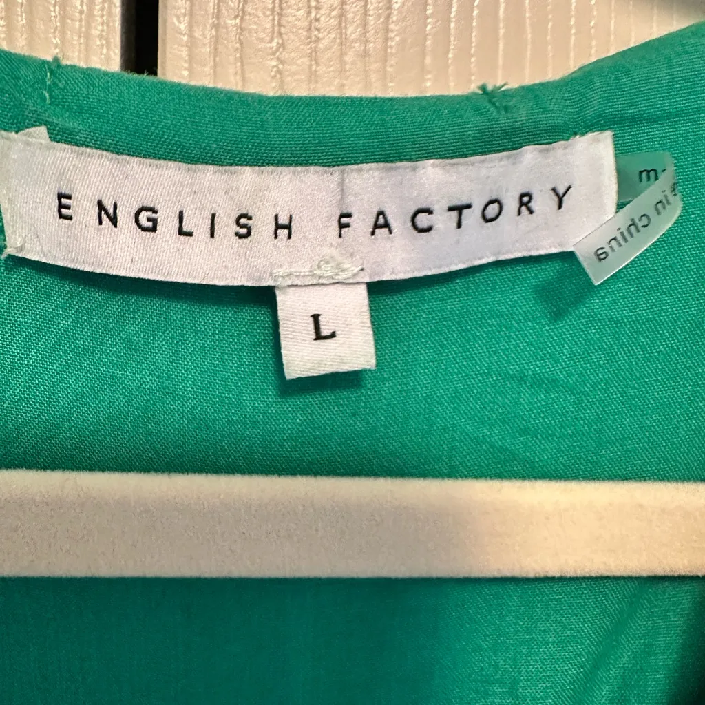 ENGLISH FACTORY PUFF SLEEVE Green Midi Dress SIZE L - Image 8