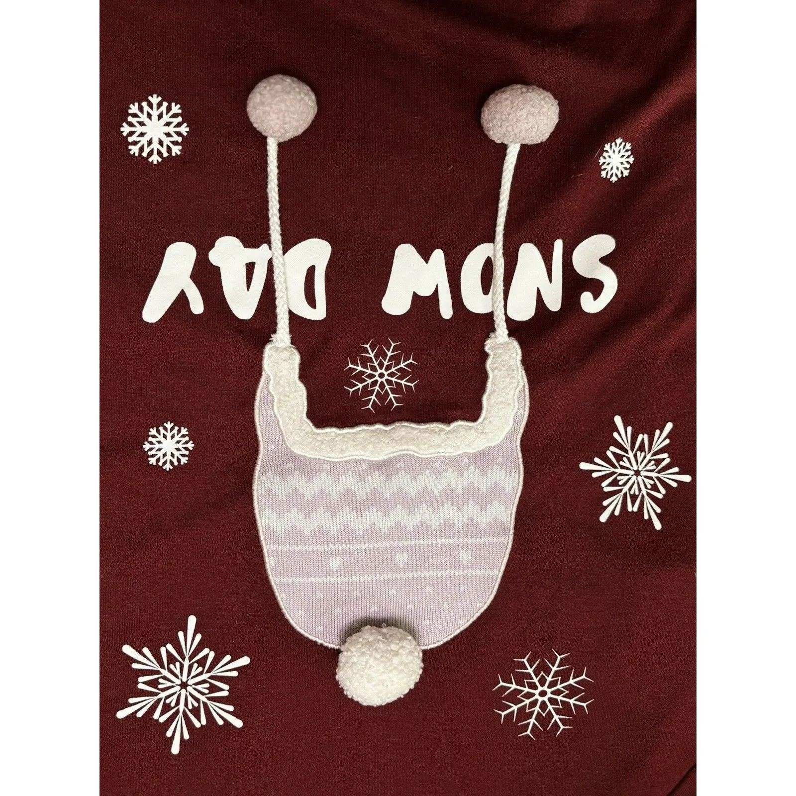 Rocking Around Women’s Snow Day Christmas Sweater Winter Knitted Red Maroon Sz M Size M - Image 5