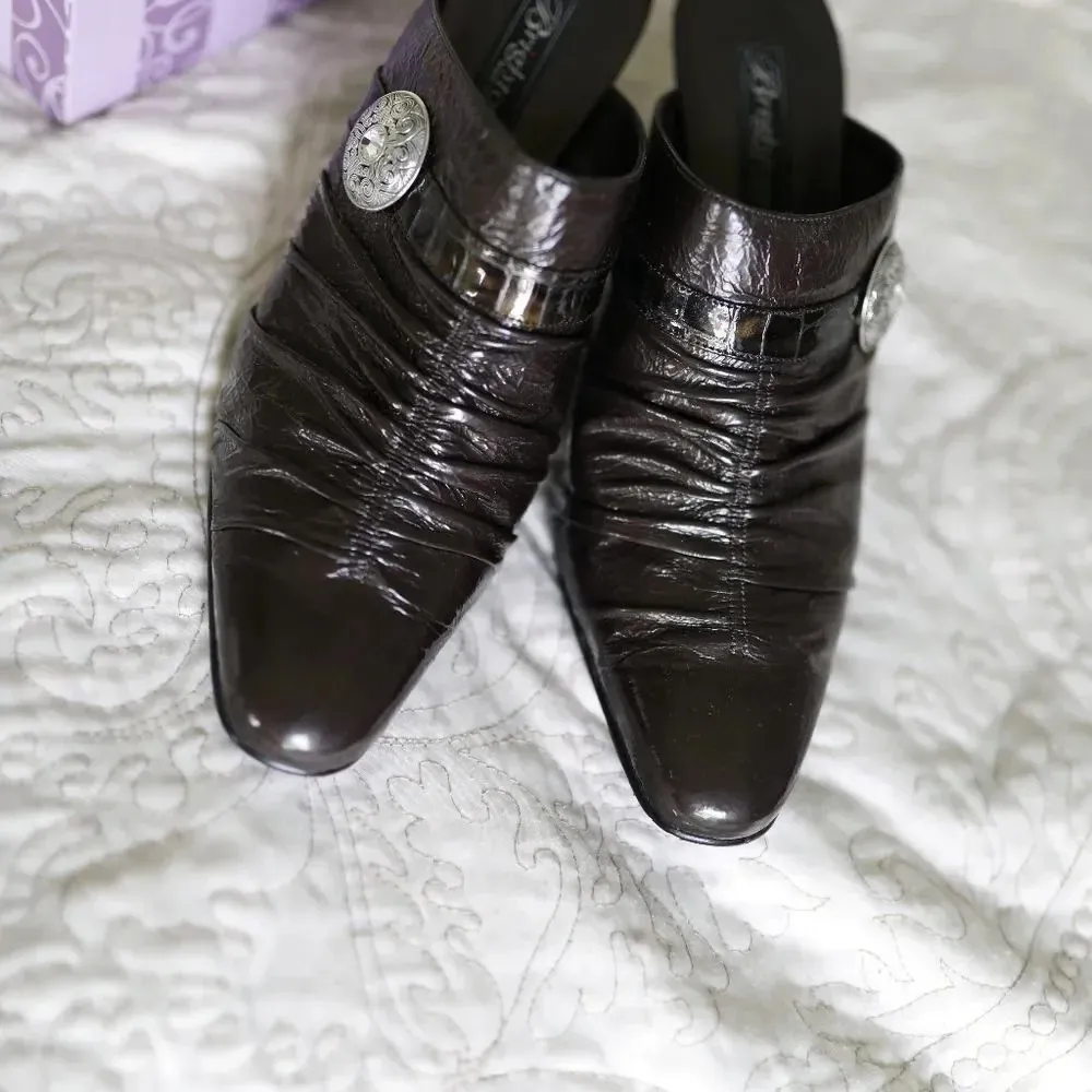 Brighton Rubens Bronze‎ Patent Croc Leather Mules 10 - Image 3