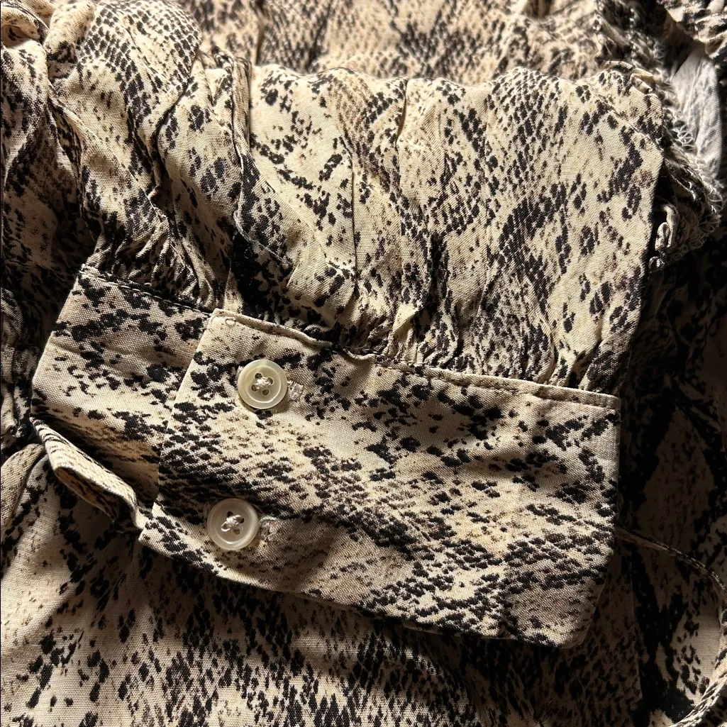 New Women's AVA & VIV Snake Print raglan long sleeve blouse Tan Black Size 3X - Image 6