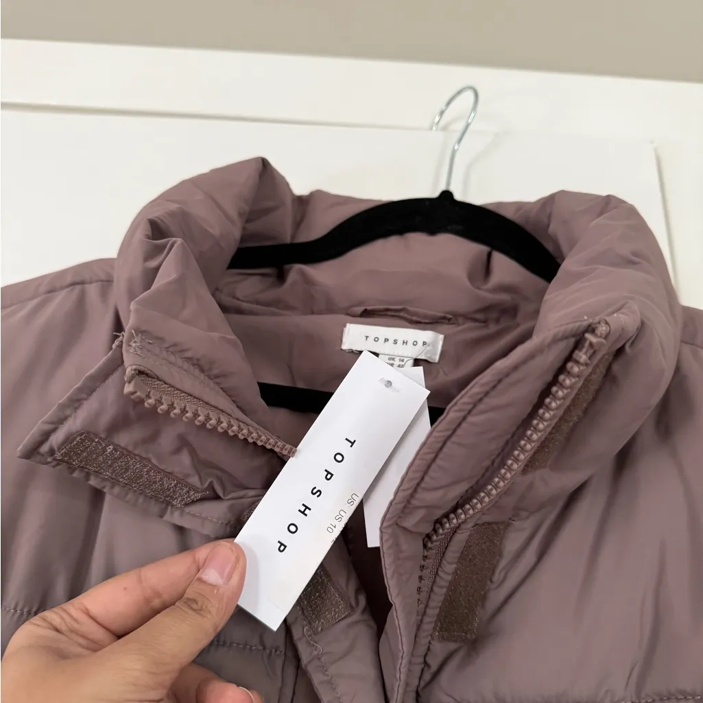 Topshop Taupe Mauve Puffer Jacket Vest NWT - Image 7