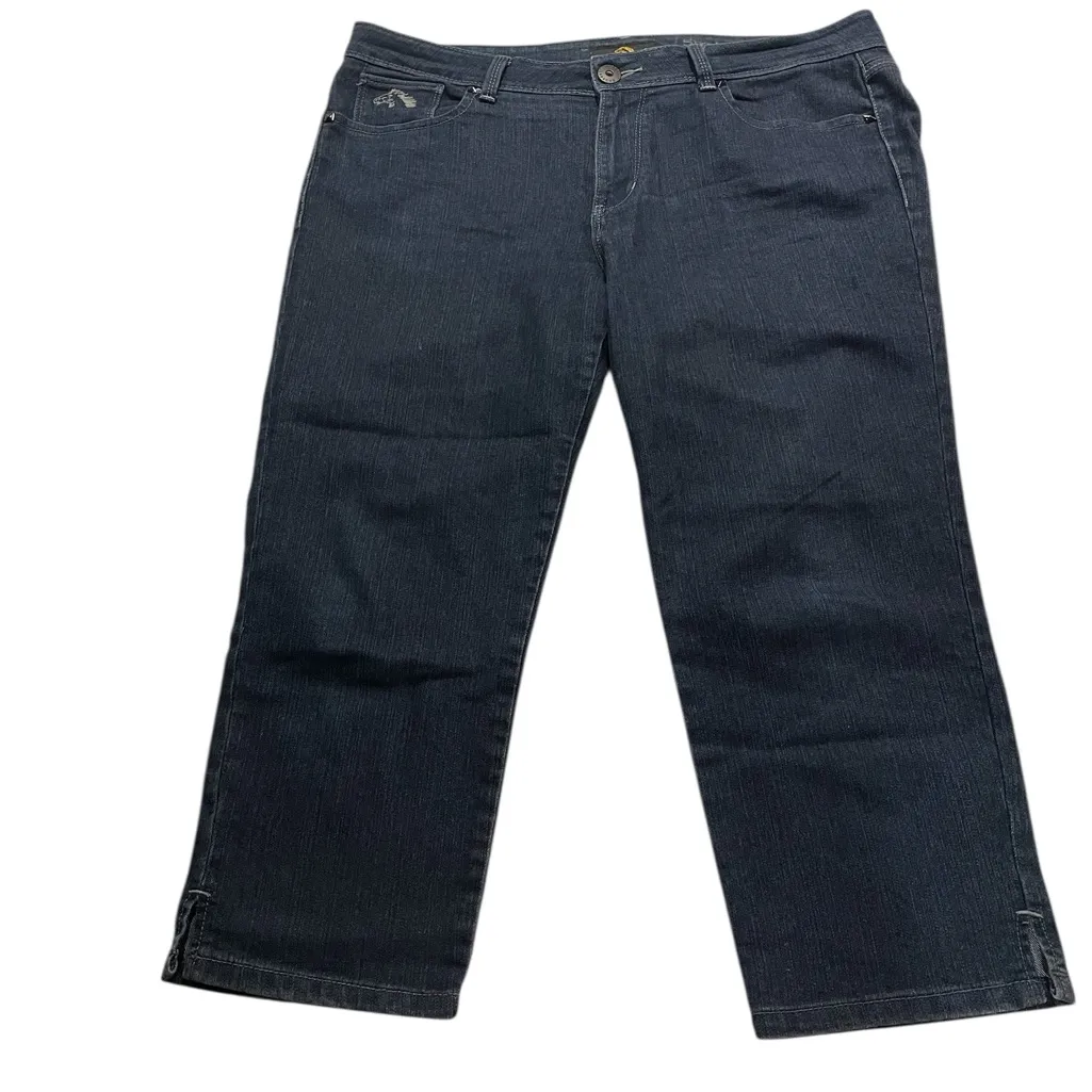 Jordache Straight Crop Denim Blue Jeans Women 12 Dark Wash Trendy Classic Chic - Image 2