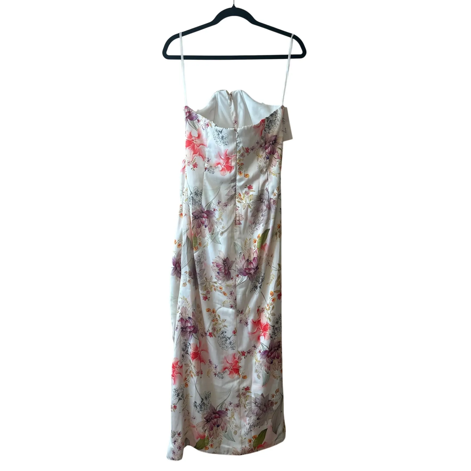 Katie May Come On Home Floral Strapless Midi Dress Neutral Garden Size L NWT - Image 5