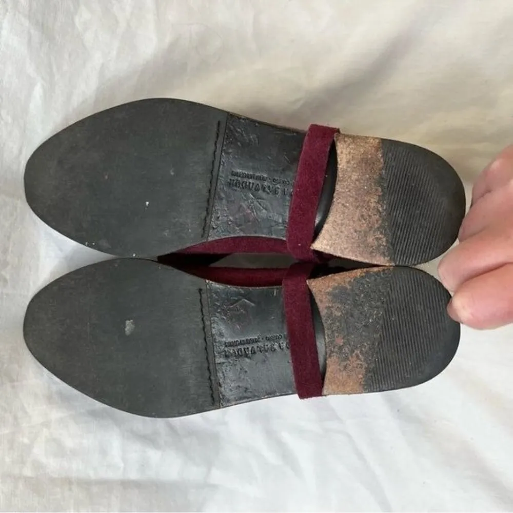 Freda Salvador Burgundy Suede Fringe Chelsea Western Buckle Ankle Boots size 7 Red - Image 10