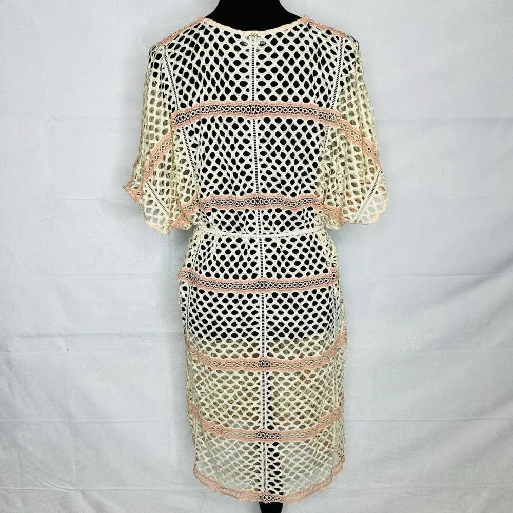 Pilyq Ivory Coral Natalie Fishnet Cover-Up Dress Size XS/S Rope Sash Belt - Image 10