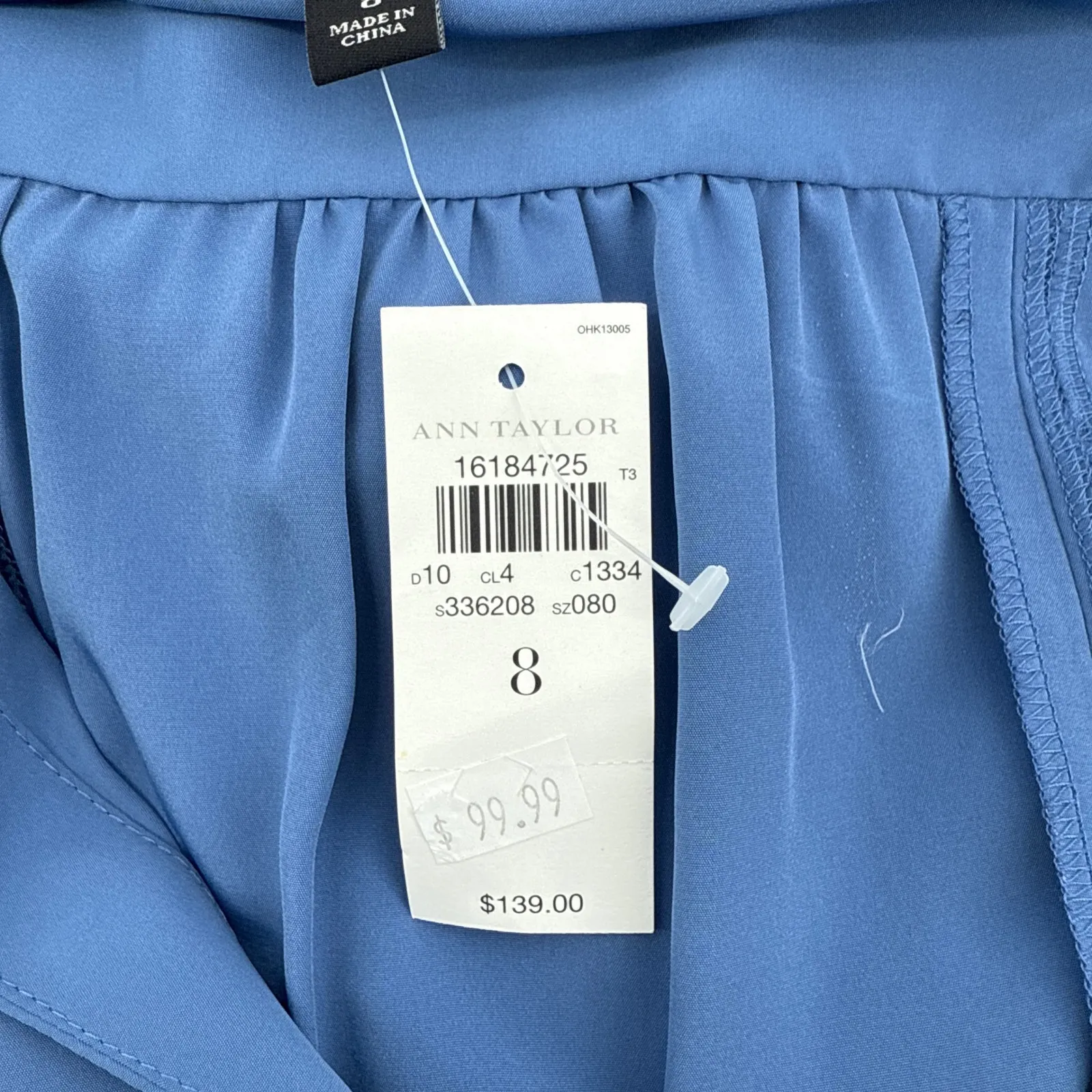 NWT Ann Taylor Pintuck Ric Rac Trim Sleeveless Belted Shirt Dress Blue Size 8 - Image 7