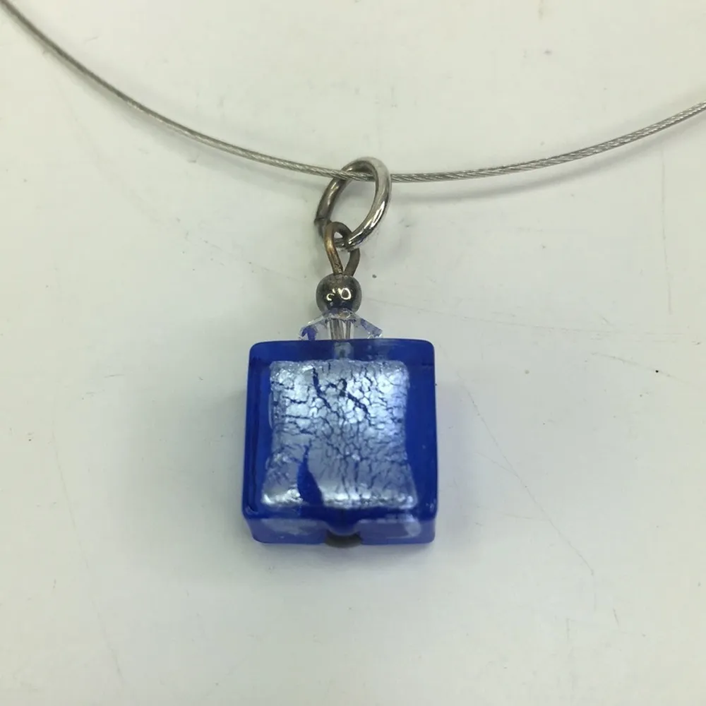 Segretti Veneziani Murano pendant blue glass silver necklace artisan - Image 2